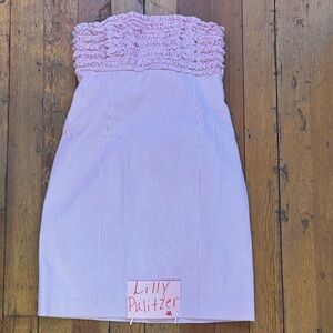 Lilly Pulitzer Pink and White Strapless Dress